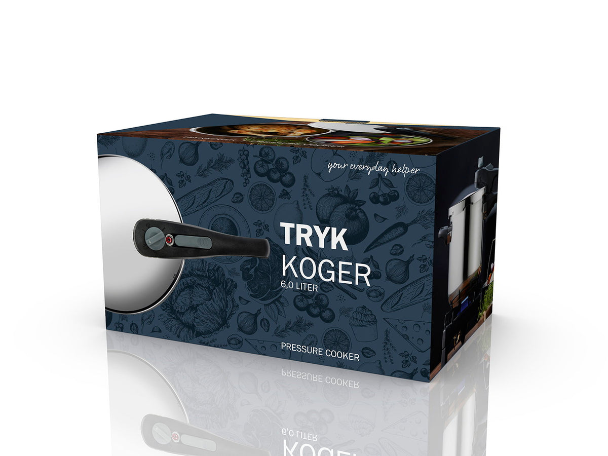 Tryckkokare, 6 liter, med korg/galler, märket Funktion