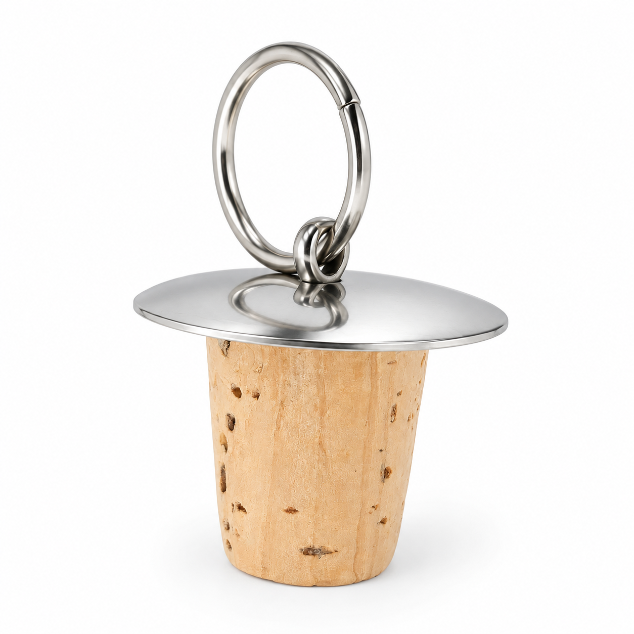 Konisk korkpropp med metallbricka och ring. Botten; dia. 18 mm, Topp; dia. 21 mm, 2 st