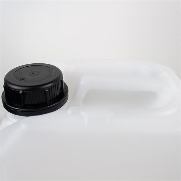 Plastdunk 5 liter – frostsäker och stapelbar livsmedelsgodkänd HDPE-dunk med svart kork