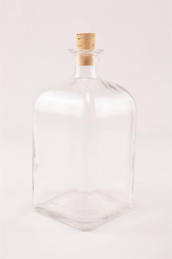 Firkantet flaske med korkprop, stor (0,7 liter)
