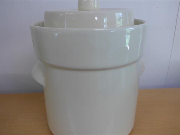 Fermenteringskruka, 5 liter, med tyngdstenar och lock – vit, andra sortering
