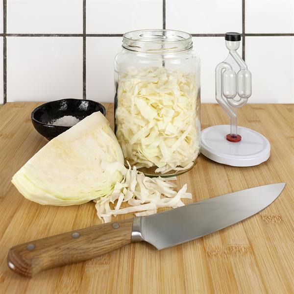 Fermenteringsglas, 1,7 liter. Komplett med skruvlock, gummipropp och jäsrör