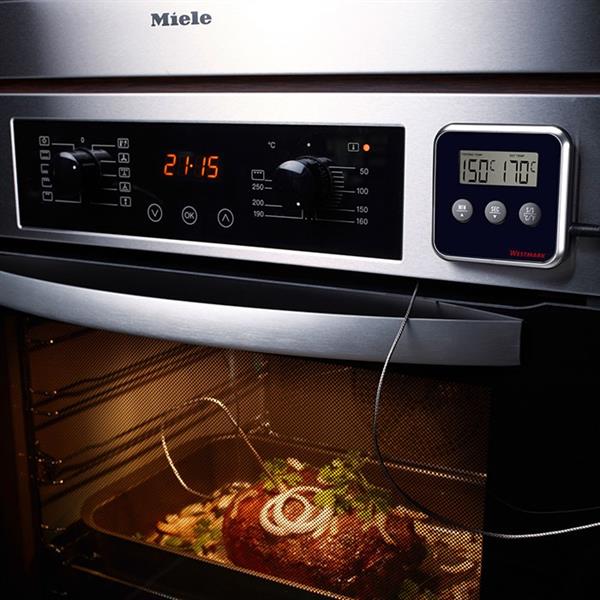 Digital stek-, grill- och kökstermometer med timer, 1 meter sladd och mätsond, 0-250 graders skala