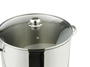Rostfri gryta med glaslock, 30 liter