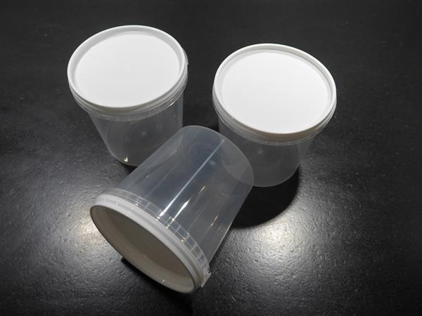 Honungsbägare med lock / plastburk med säkerhetsclips – 420 ml, 90 st