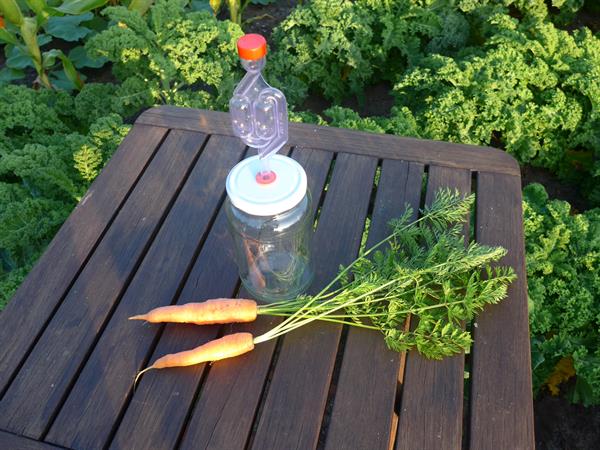 Fermenteringsburk, 1 liter. Komplett med skruvlock med genomföring och jäsrör.