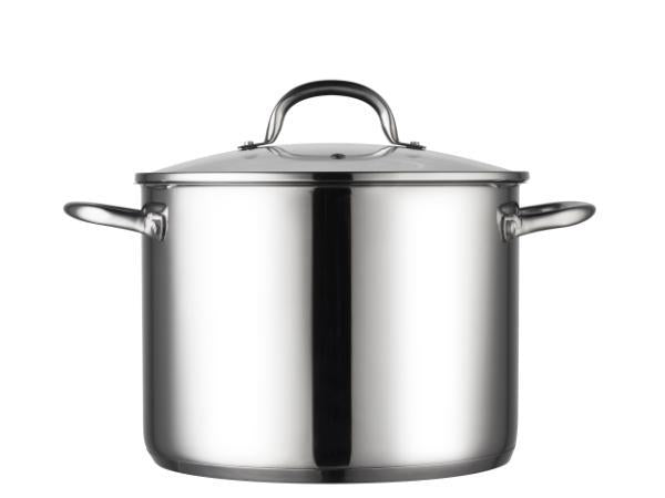 Rustfri gryde med glaslåg 10 liter